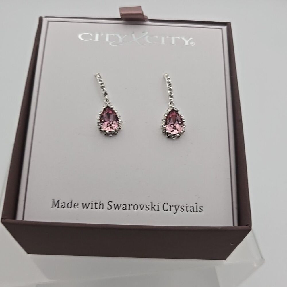 City x City Swarovski Crystal Infinity Twist Earrings In Gift Box